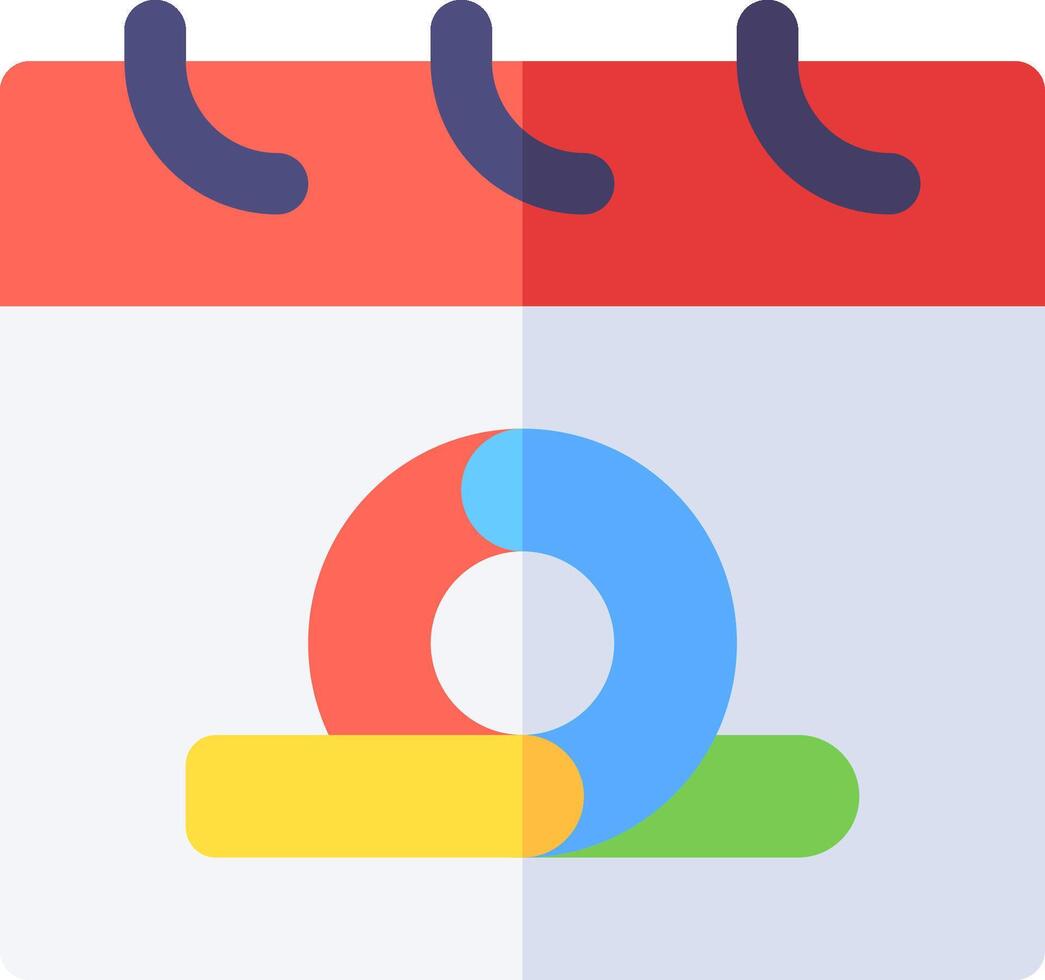 A calendar icon with a colorful circle vector