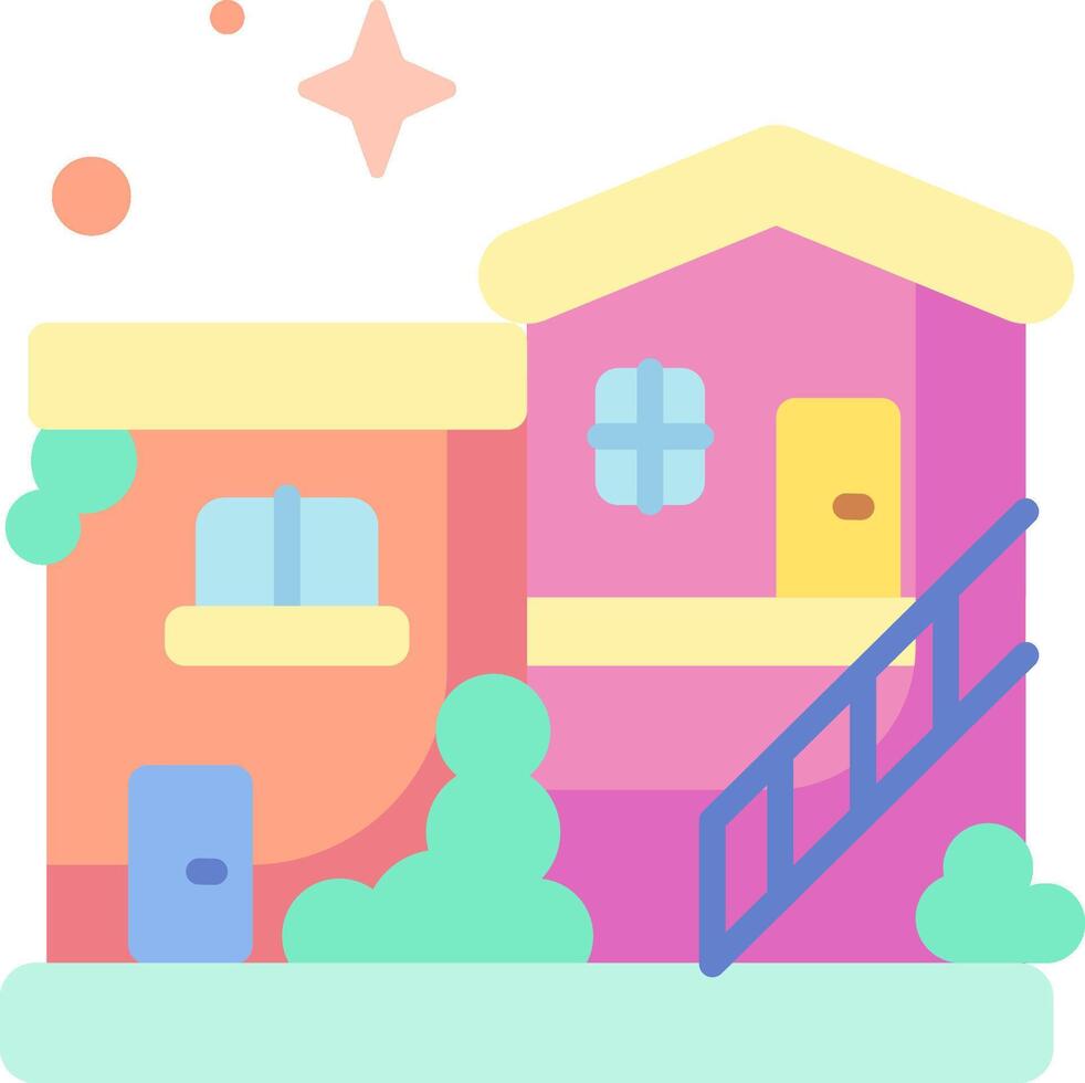 A cartoon house with stairs and a window vector