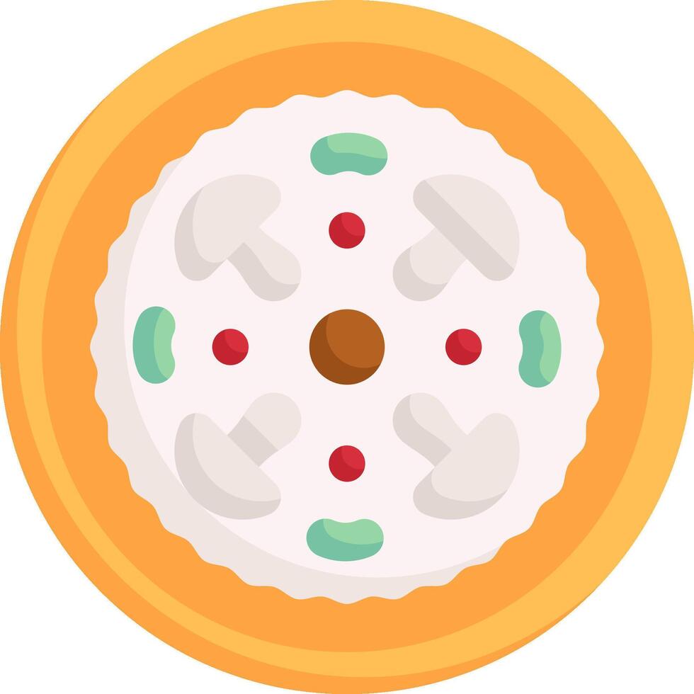 A pizza with mushrooms and green peppers on a plate vector