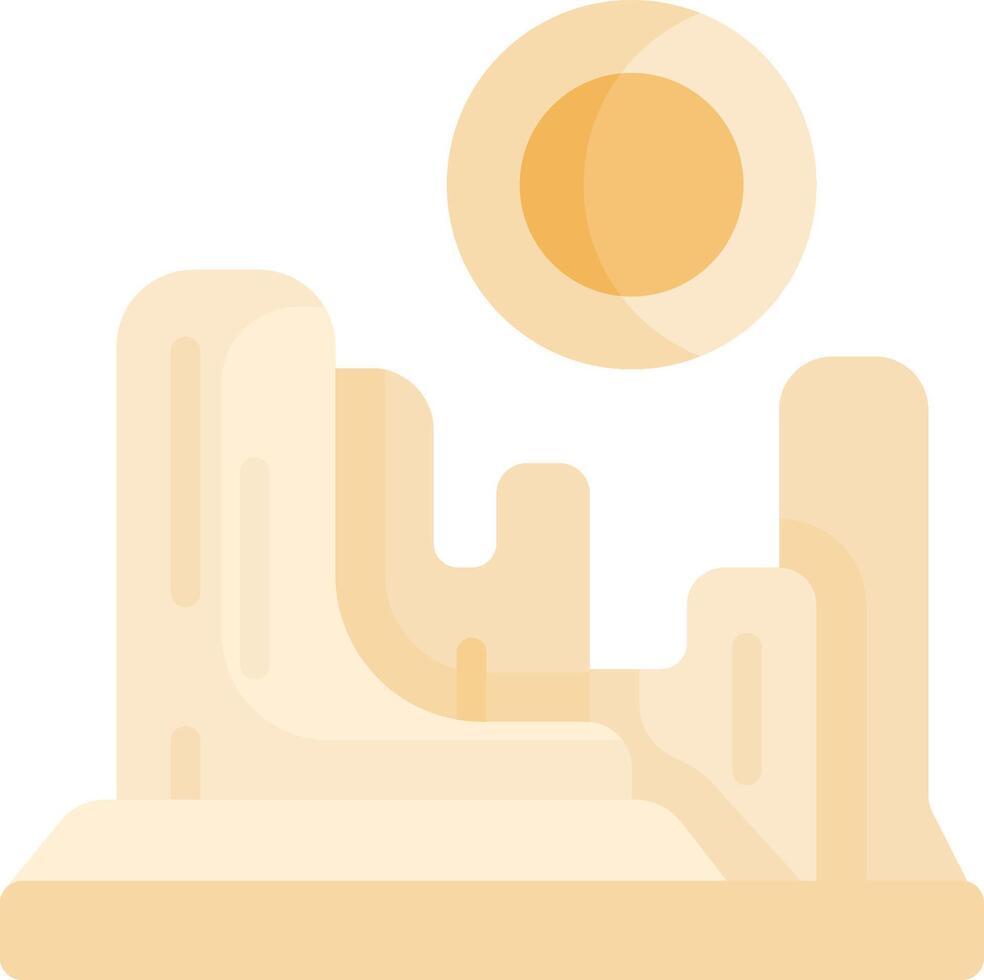 A desert landscape with a sun and mountains vector
