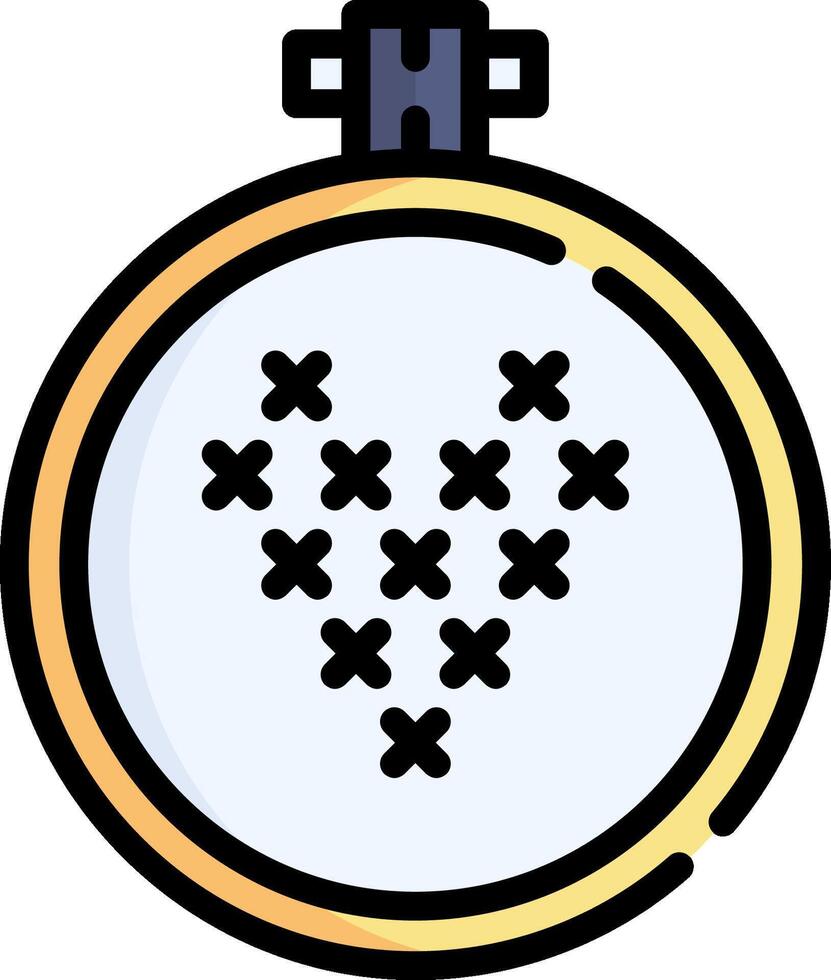 A cross stitch heart in a frame vector