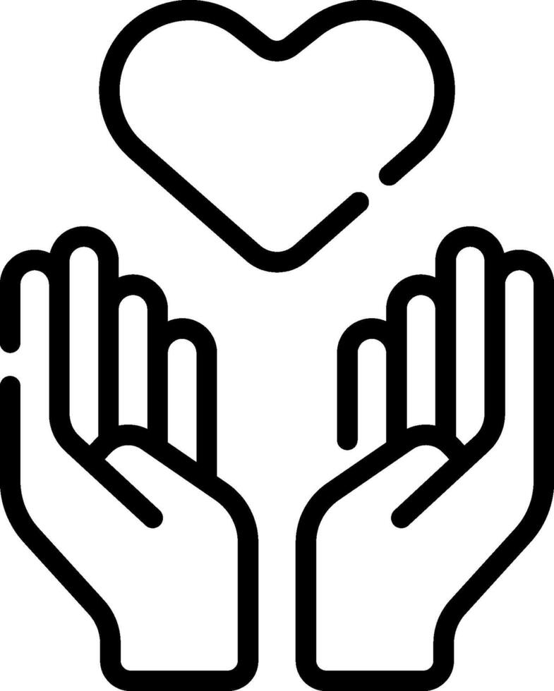 Hands holding a heart icon vector