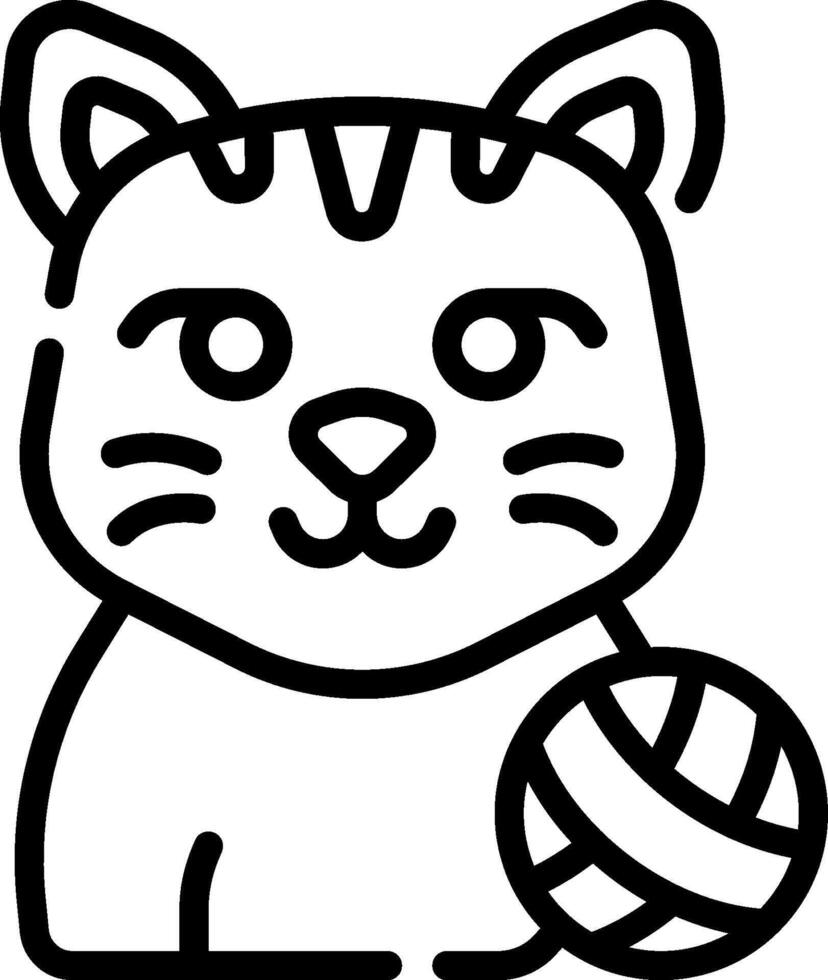 A black and white drawing of a cat with a ball vector