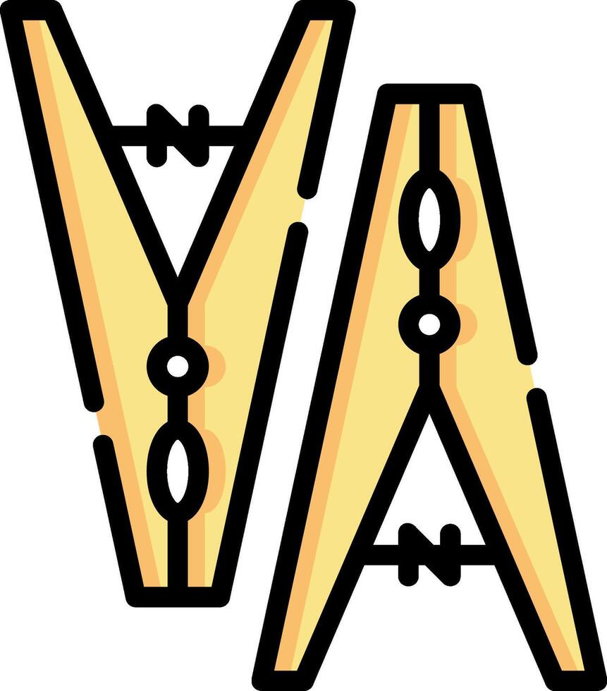 A pair of wooden clothes pegs with the letters a and v vector