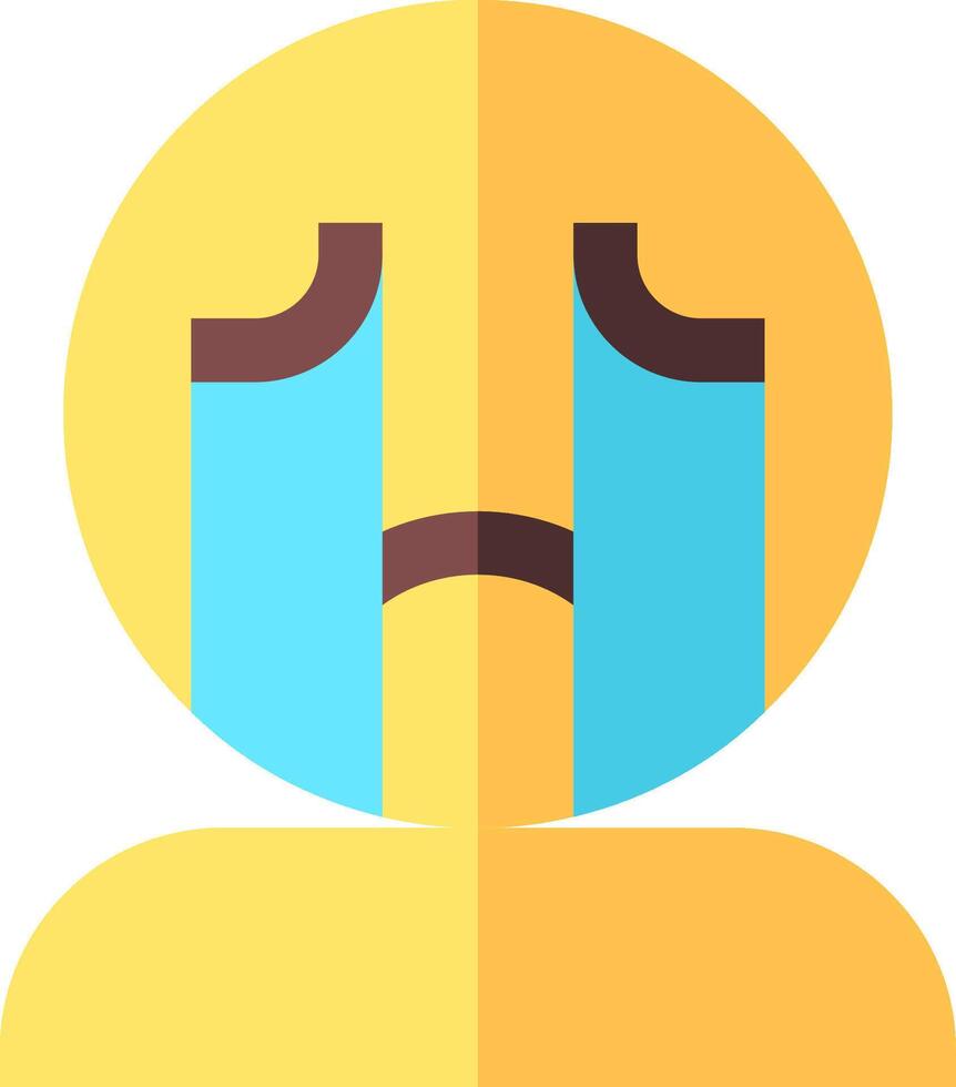 A sad emoticor with tears on his face vector