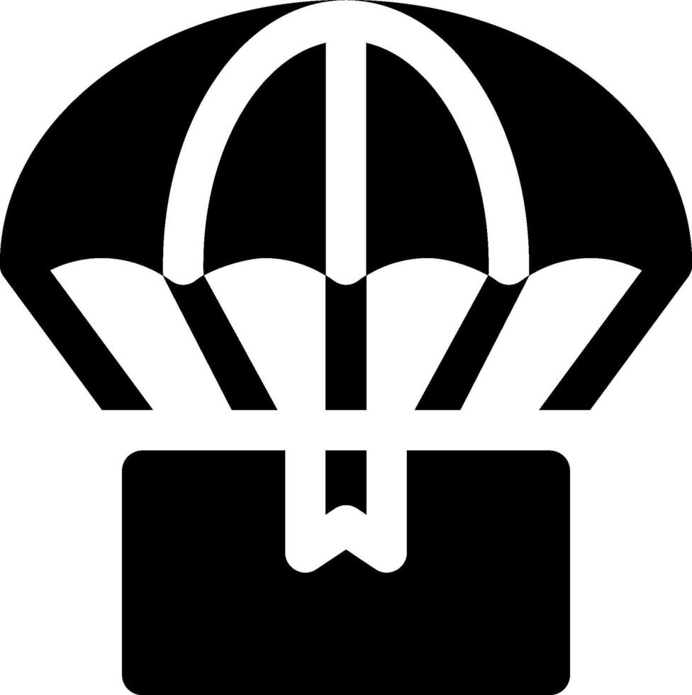 A black and white parachute icon vector