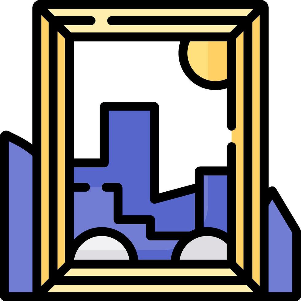 An illustration of a city in a frame vector