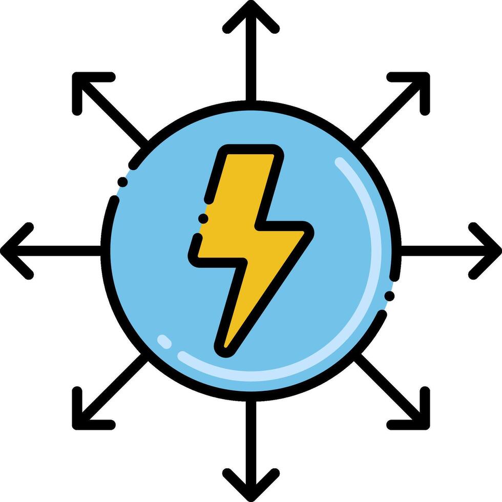 An icon of a lightning bolt with arrows around it vector