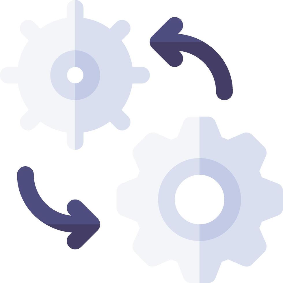 Two gears with arrows pointing to the left and right vector