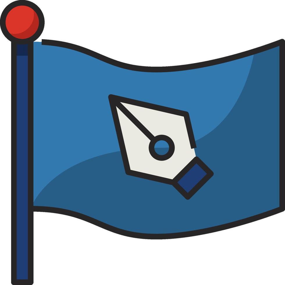 A blue flag with a pen and a red marker vector