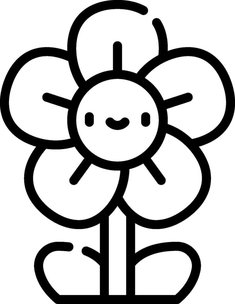 A flower with a smiley face is shown in this drawing vector