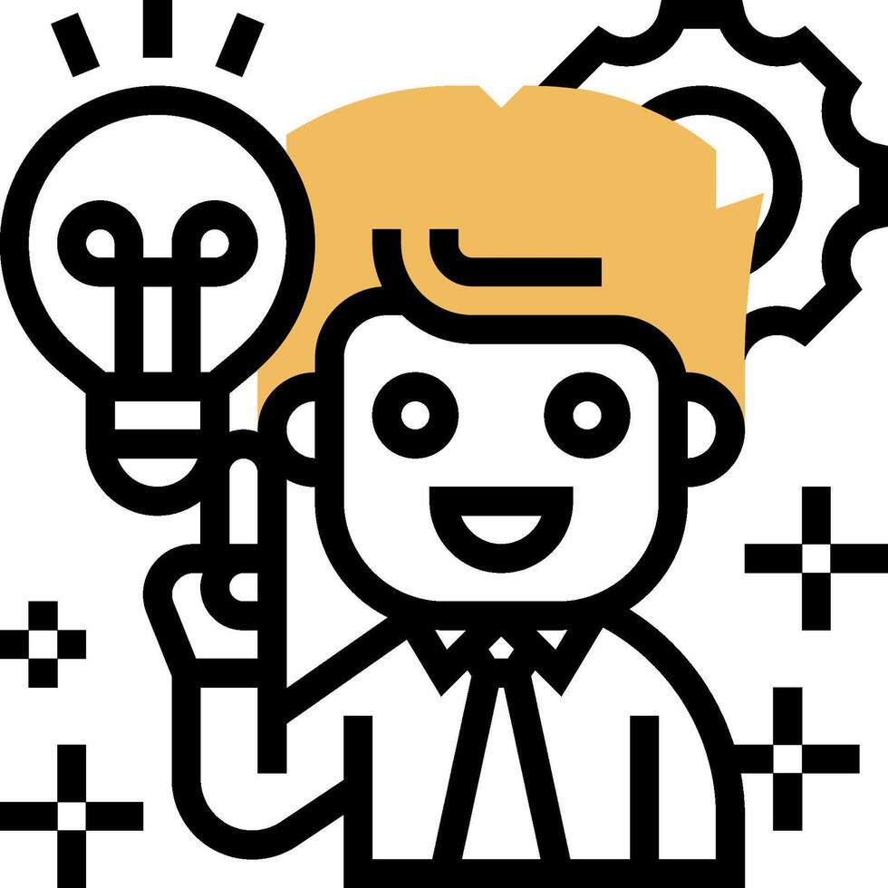 A man with a light bulb in his hand vector