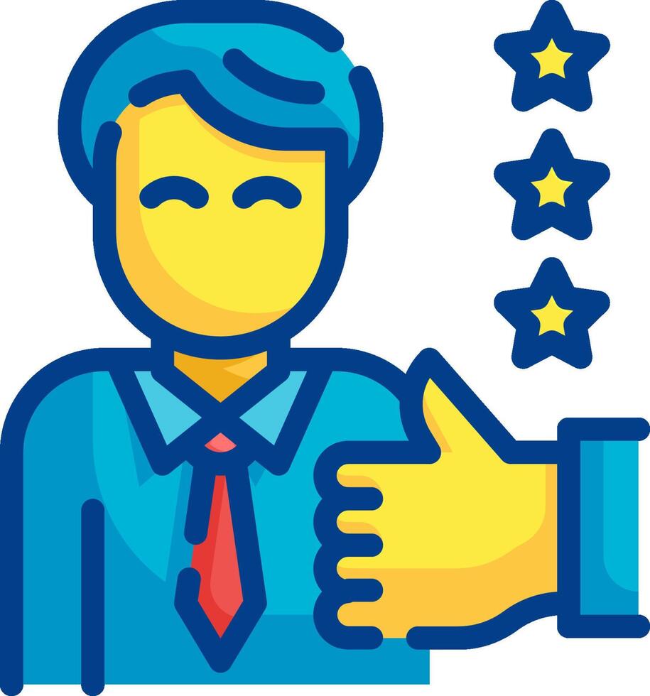 A man with a thumbs up and five stars vector