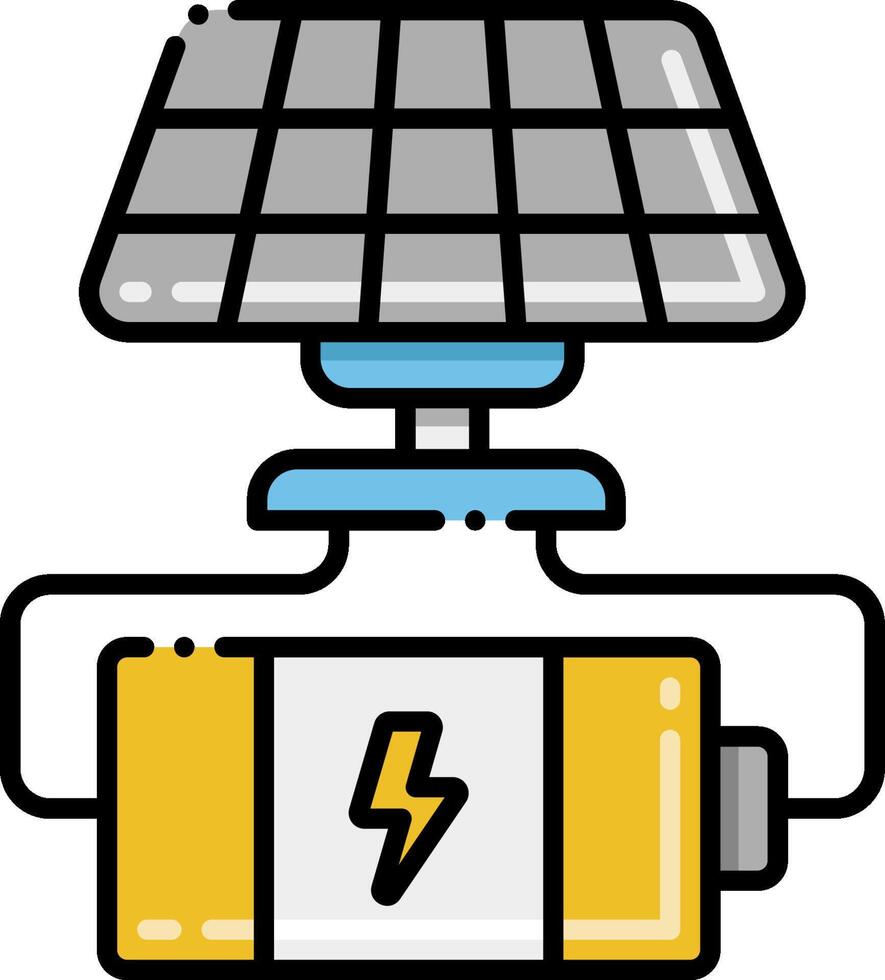 A solar panel and battery on top of a car vector