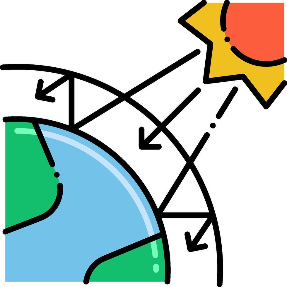 An illustration of the earth with a sun and arrows vector