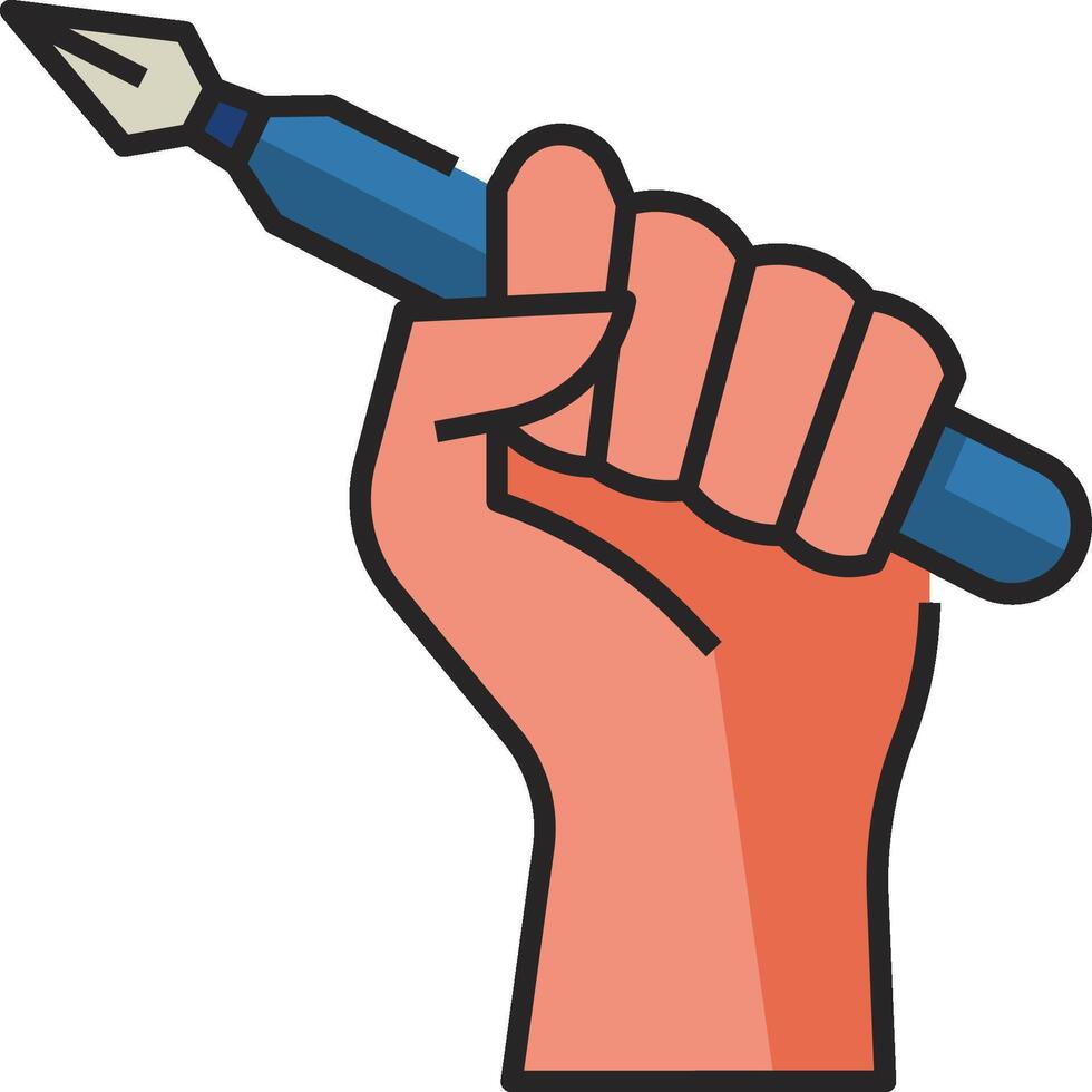 Hand holding a pen clipart vector