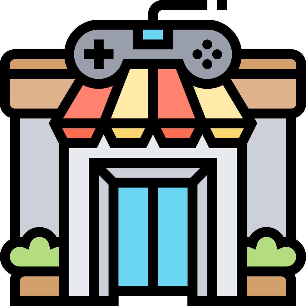 A game store icon with a sign that says playstation vector