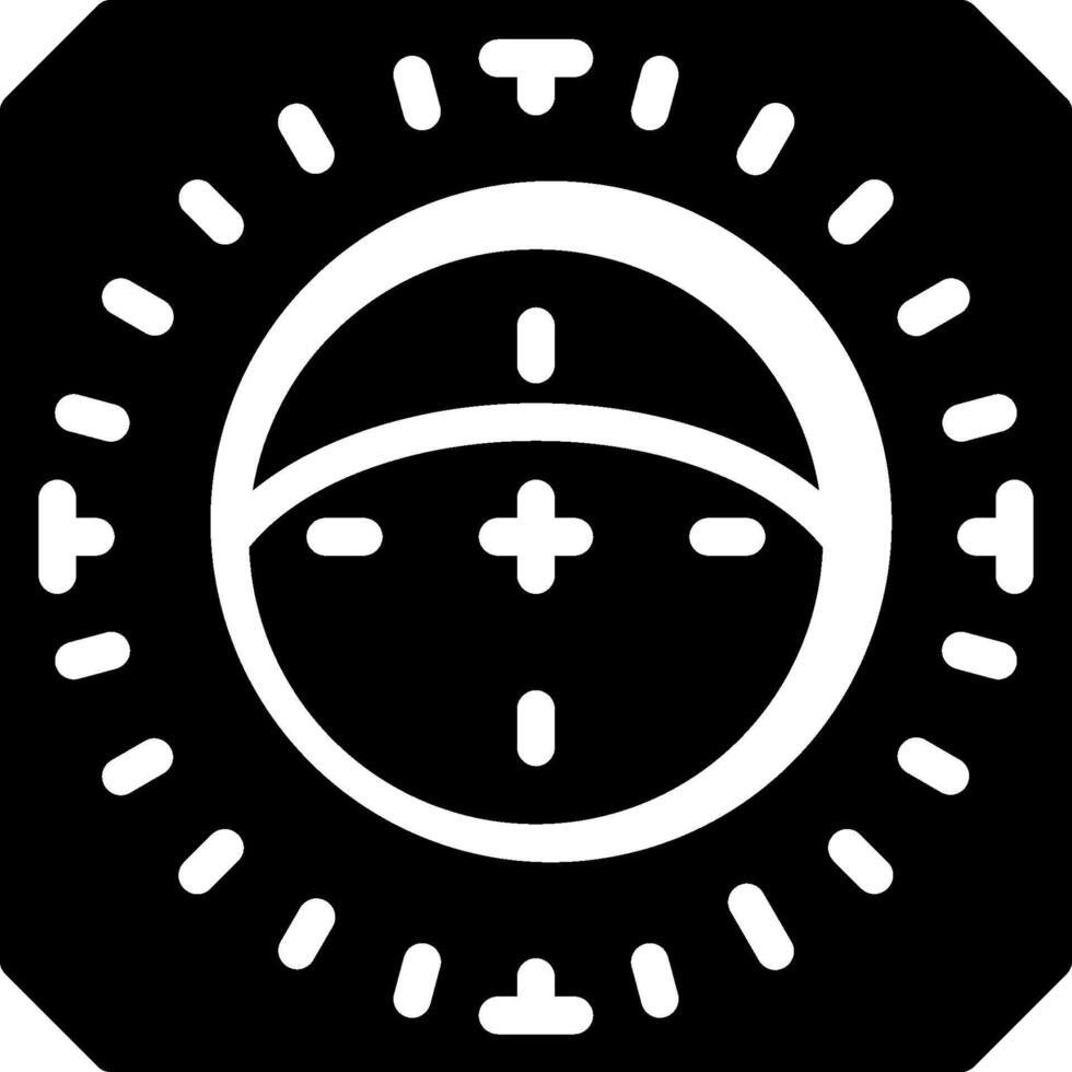 A black and white icon of a compass vector