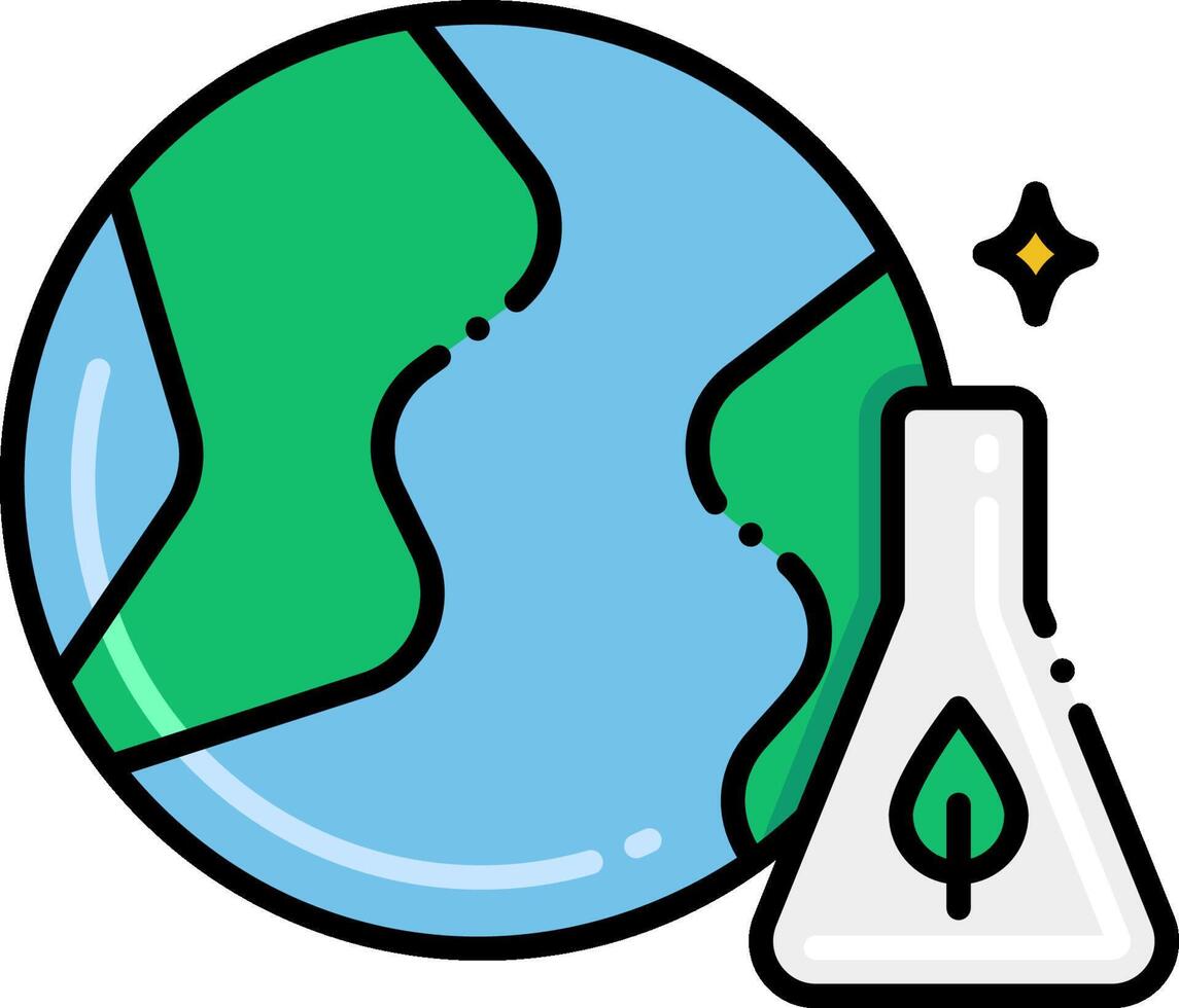 A globe with a flask and a green plant vector