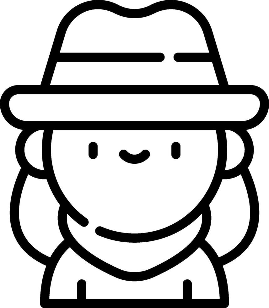 A black and white illustration of a woman wearing a hat vector