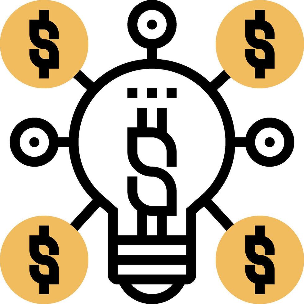 A light bulb with dollar signs around it vector