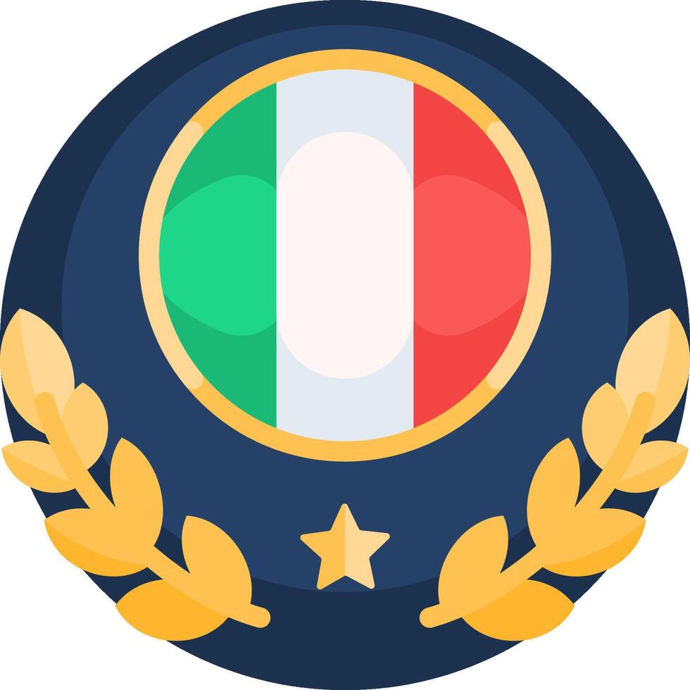 The italian flag badge with laurel wreath vector