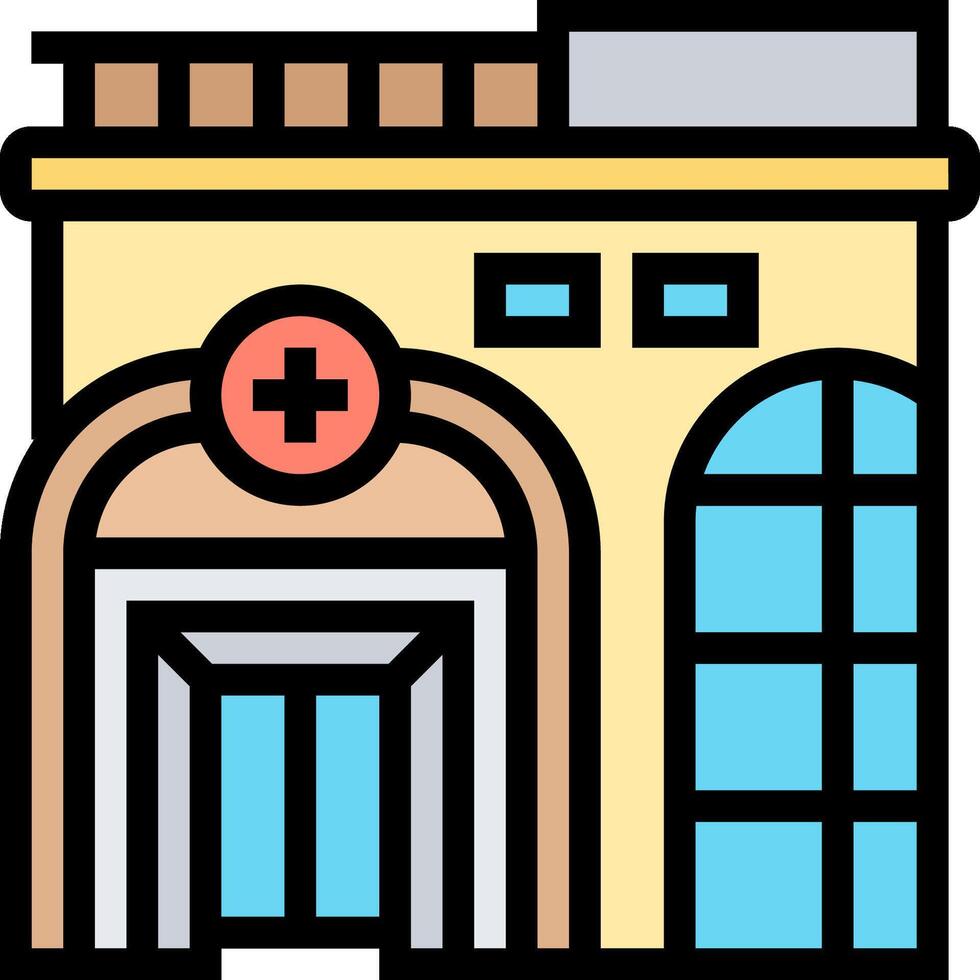 A building with a red cross on it vector
