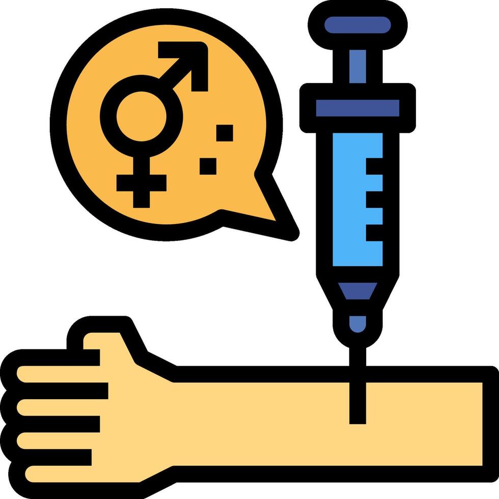 A syringe with a needle and a female symbol vector