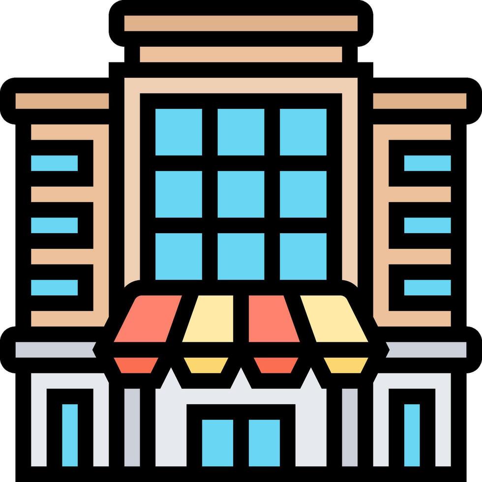 A building with awnings and awnings vector