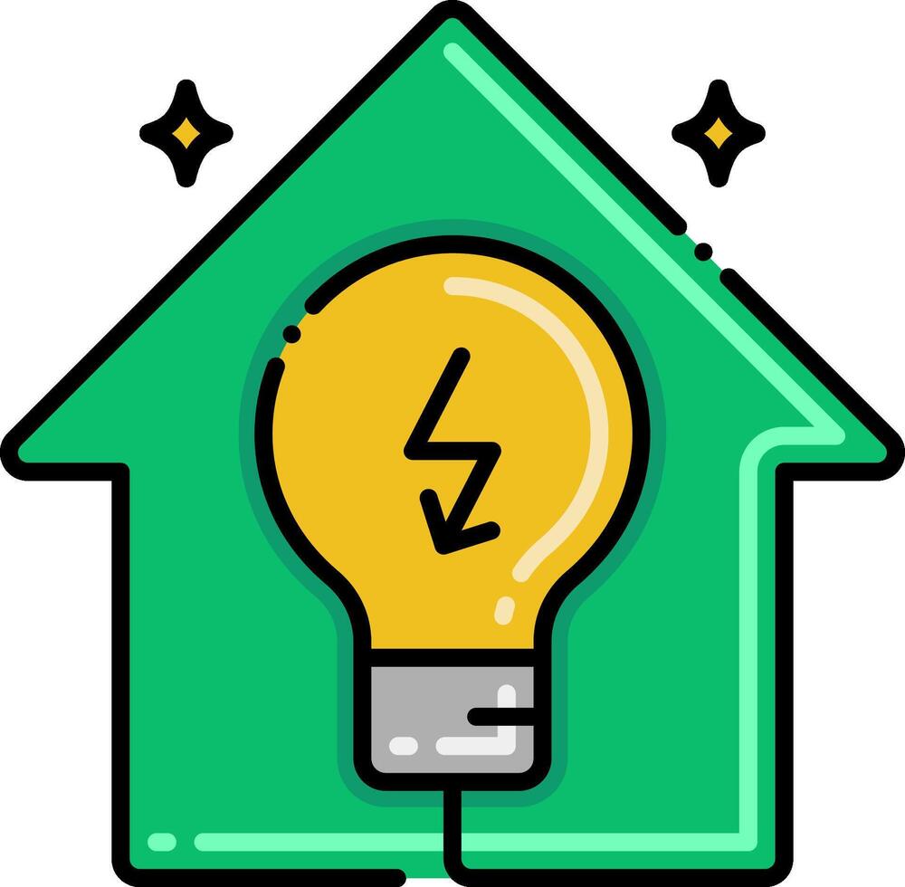 Light bulb icon with a house and a light bulb vector