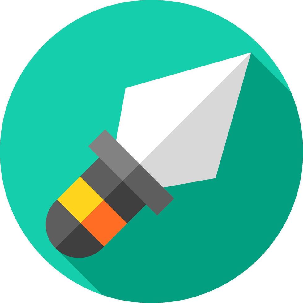 A flat icon of a knife with a long shadow vector