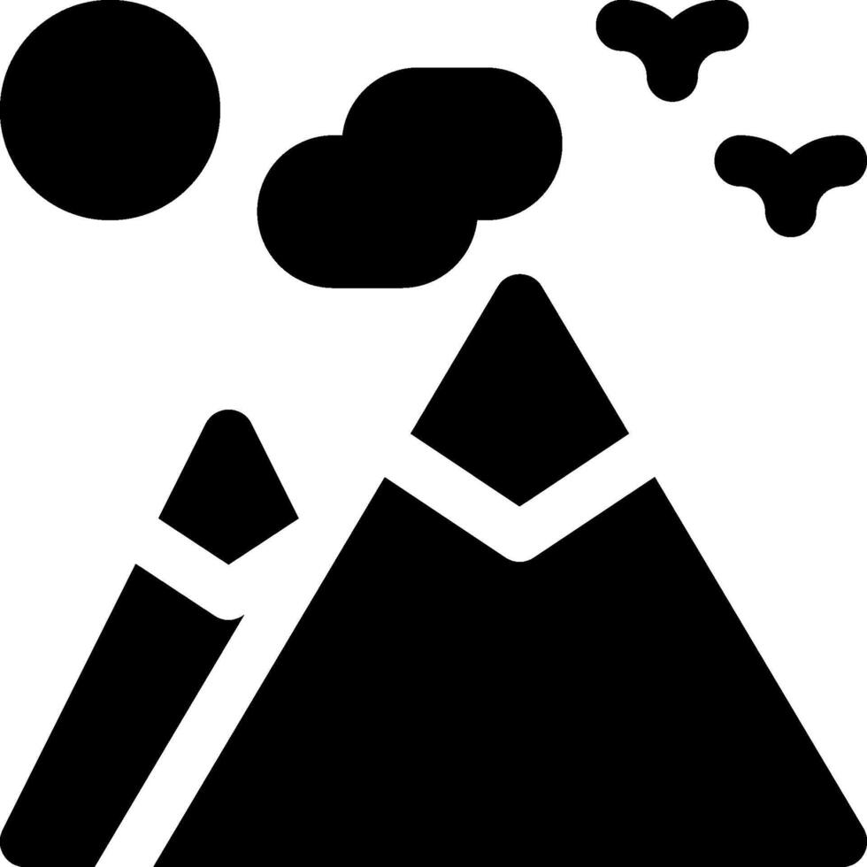 A mountain with clouds and a sun vector