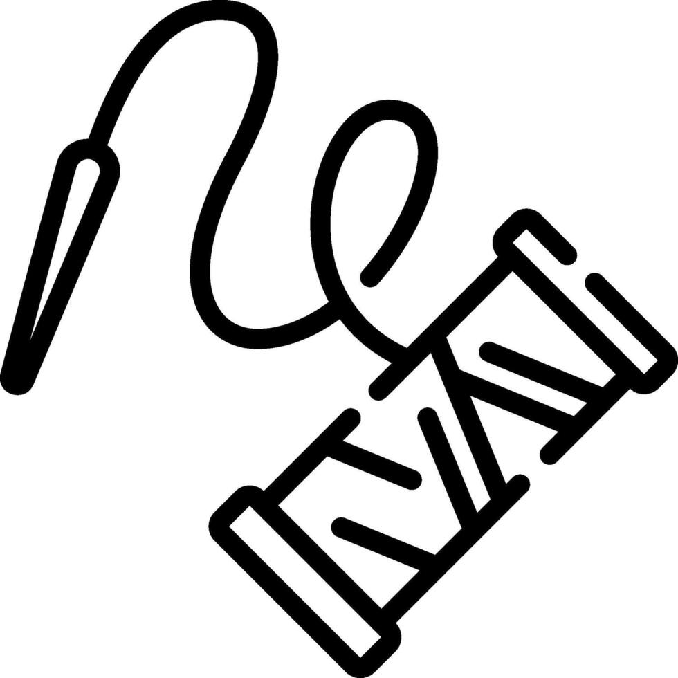 A black and white drawing of a needle and thread vector