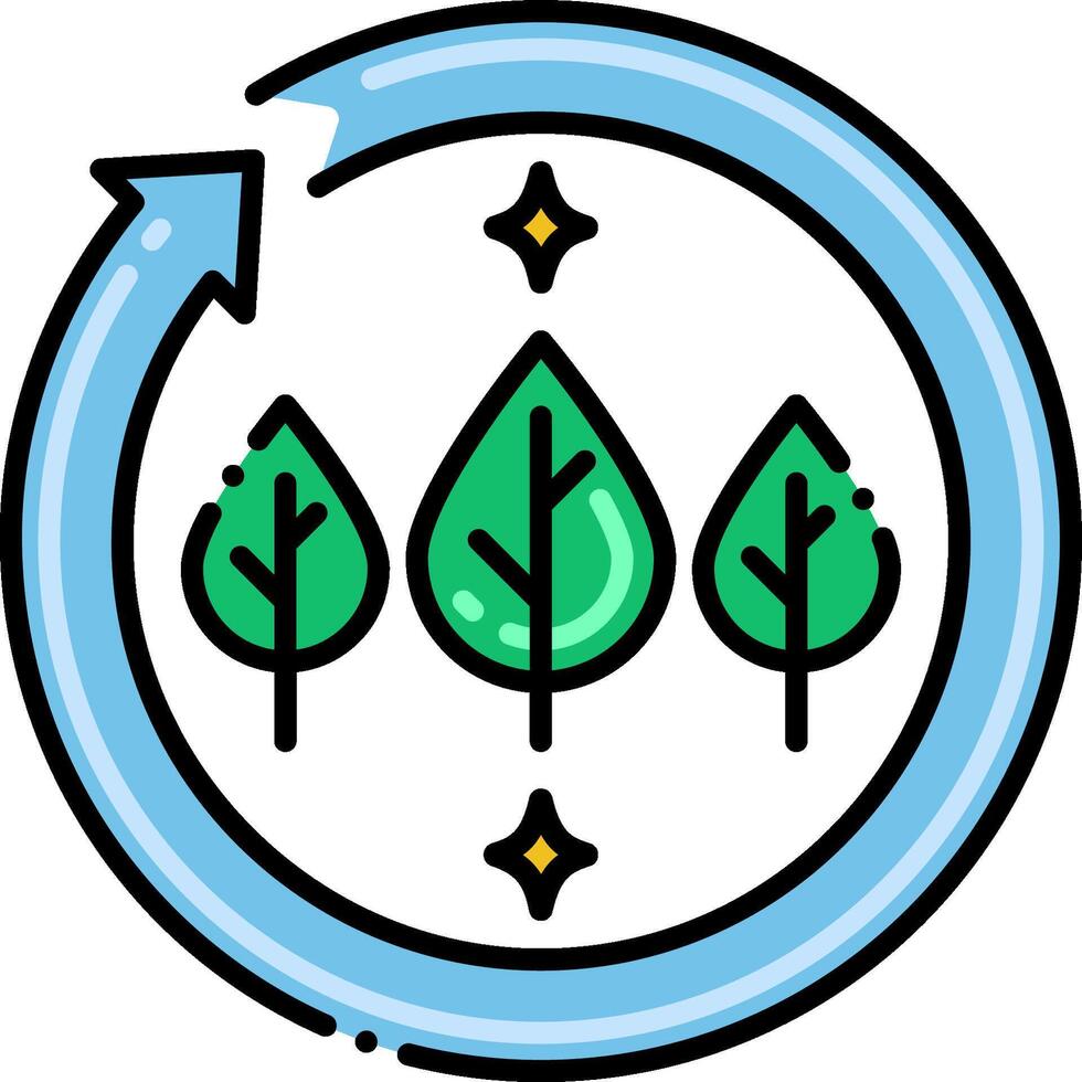 A circular icon with three trees in it vector