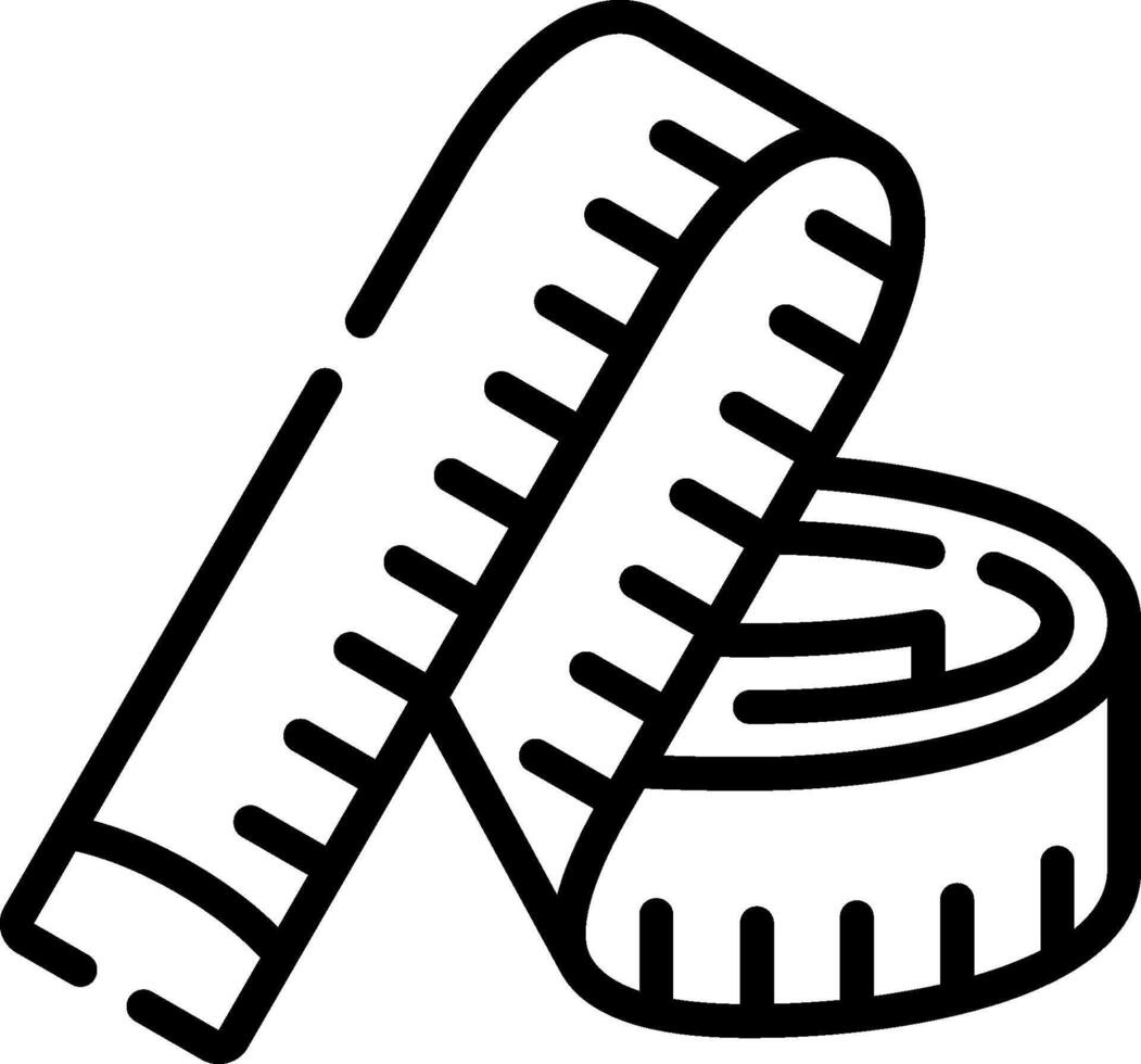 A black and white drawing of a ruler and tape measure vector