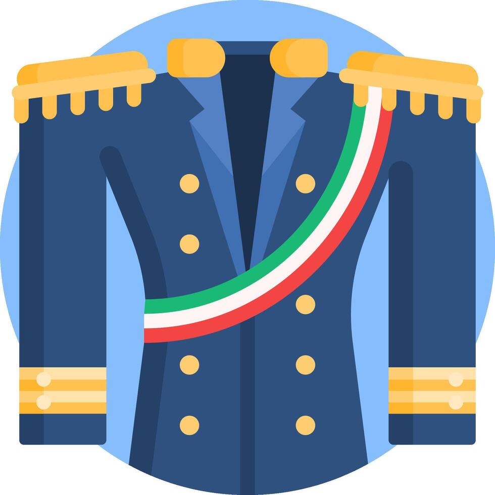 A blue military jacket with an italian flag on it vector