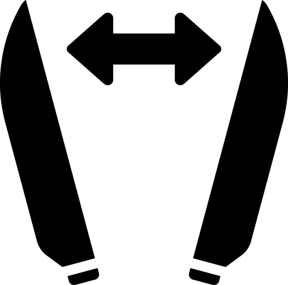Two knives with arrows pointing to the left and right vector