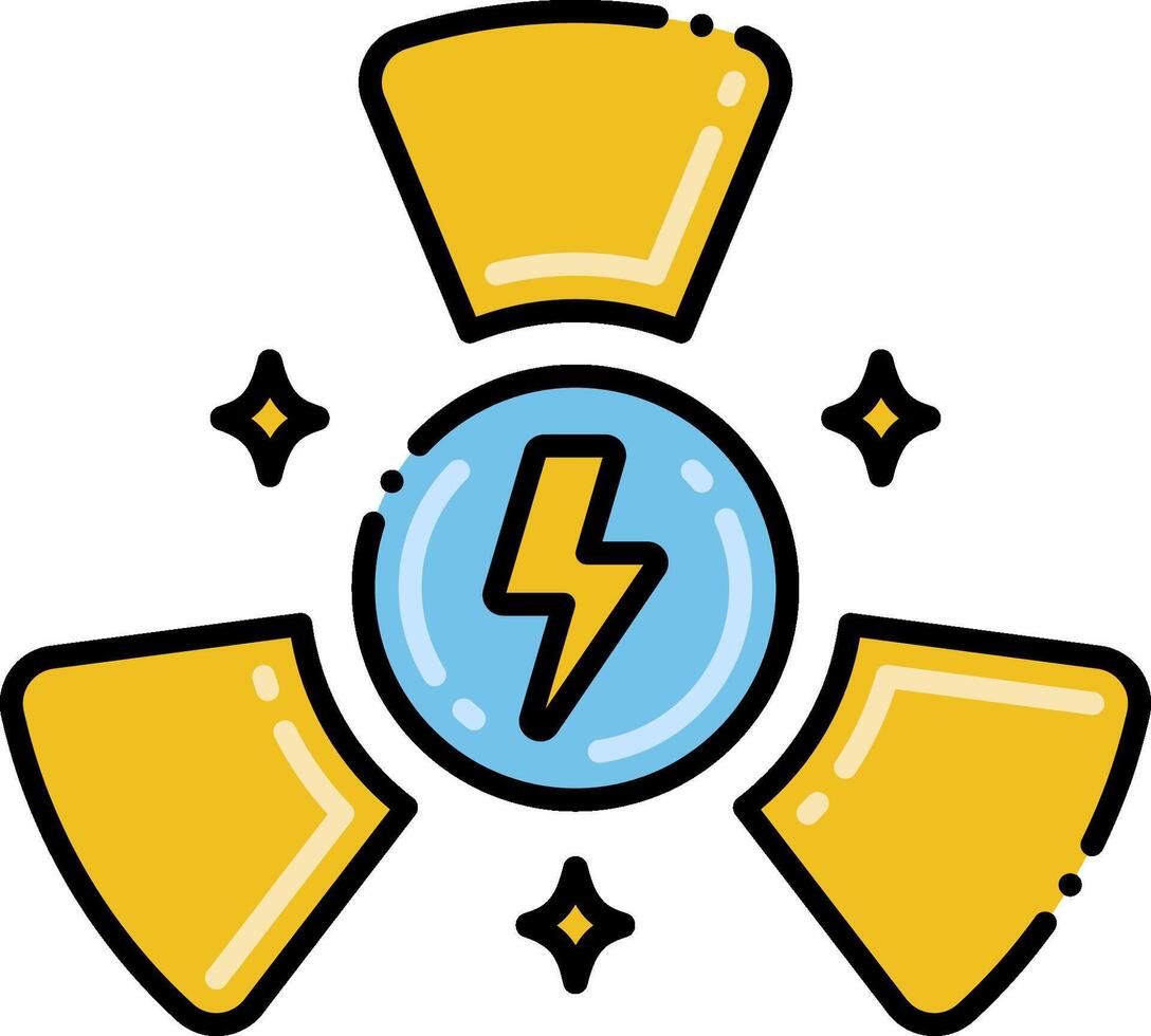 A radiation symbol with a lightning bolt vector