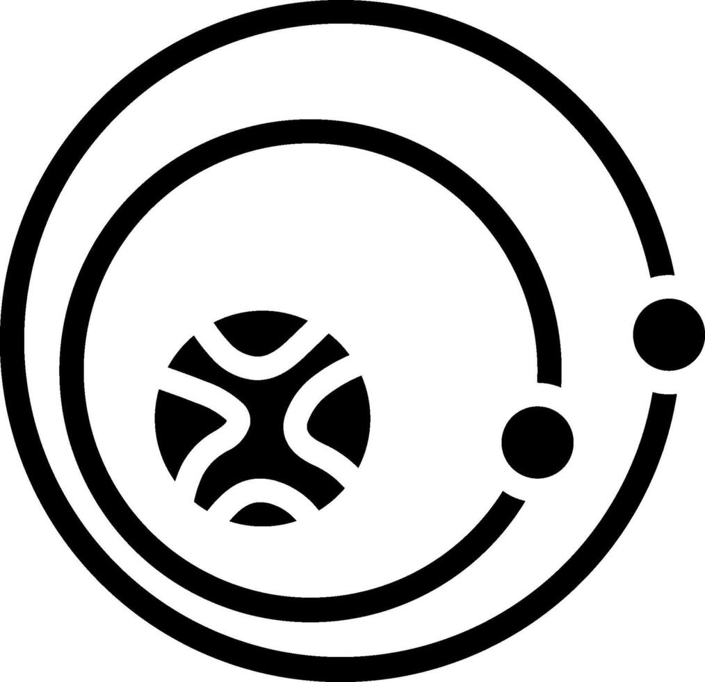 A black and white logo with a ball and a circle vector