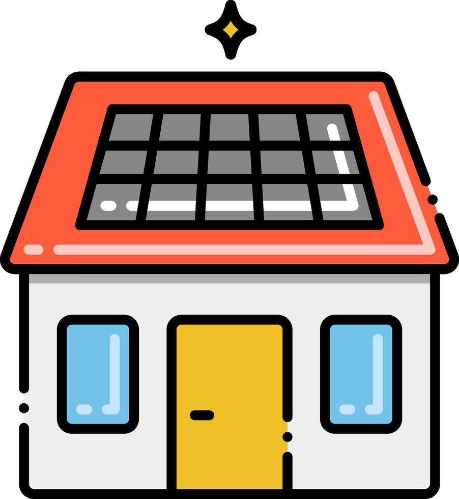 A house with solar panels on the roof vector