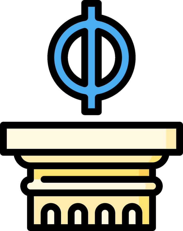 A blue and yellow phi symbol on top of a column vector