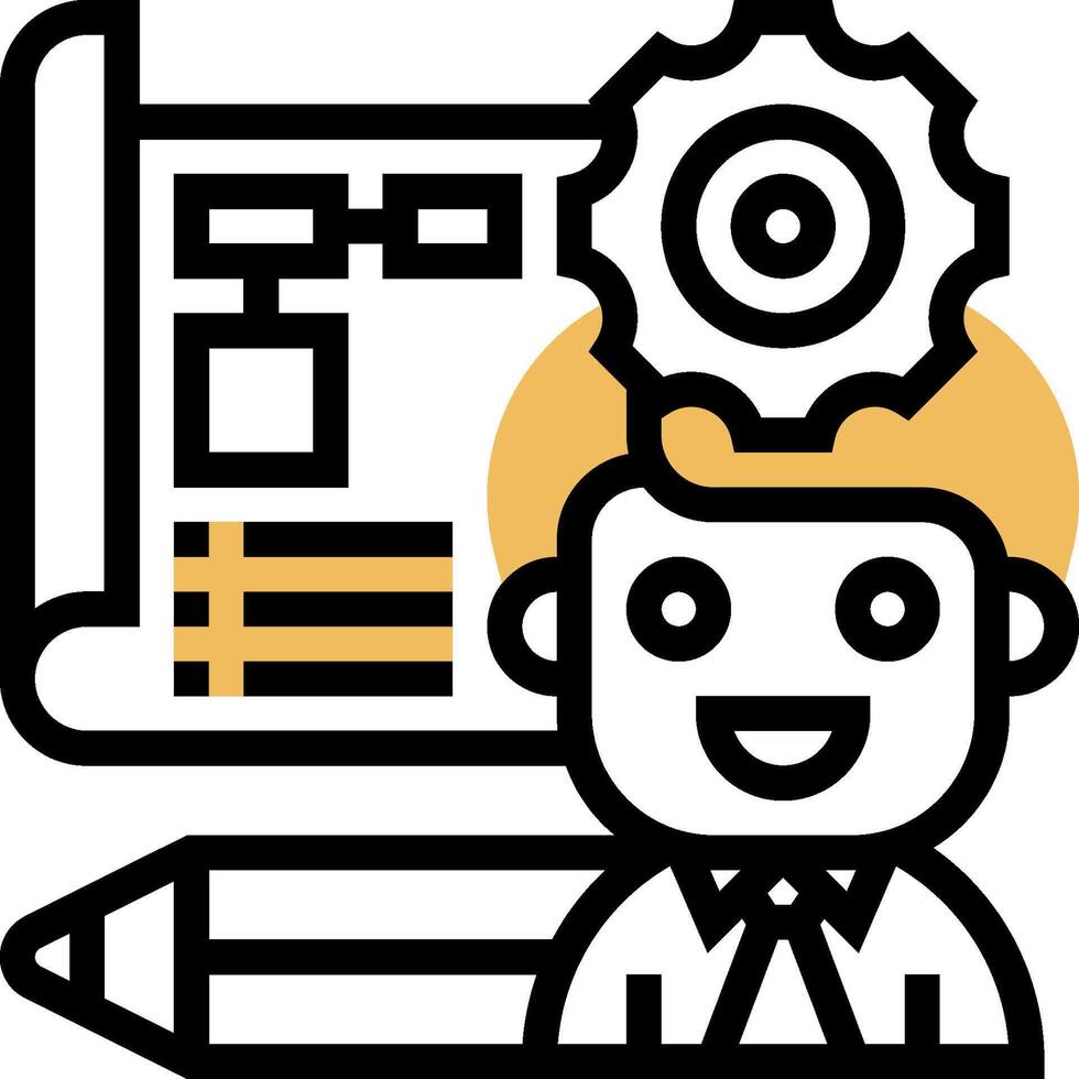 A man with a pencil and a computer vector