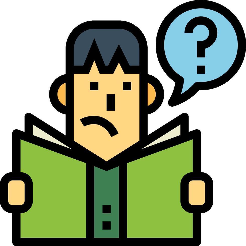Man reading a book with question mark vector
