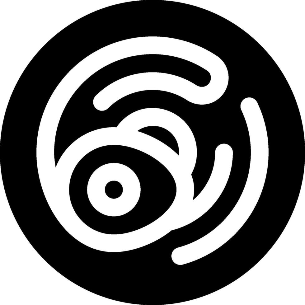 A black and white logo with a circular shape vector
