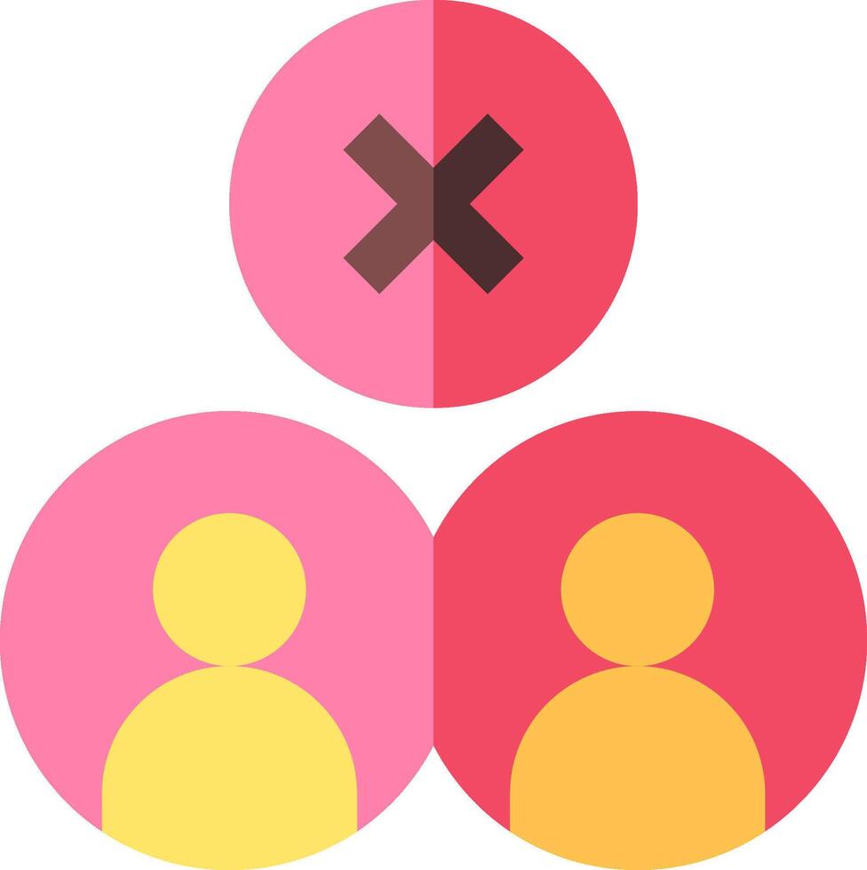 Two people are shown in a circle with a cross in the middle vector