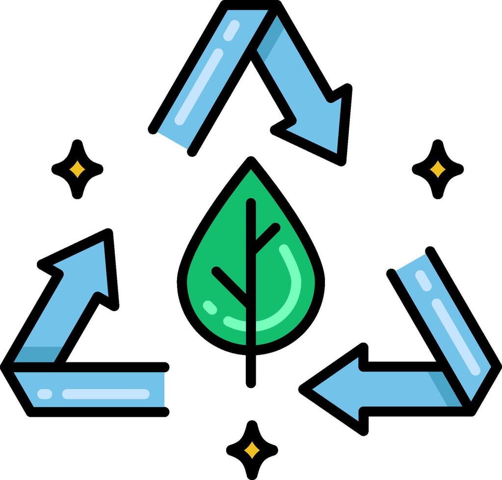 An illustration of a recycling symbol with a leaf vector