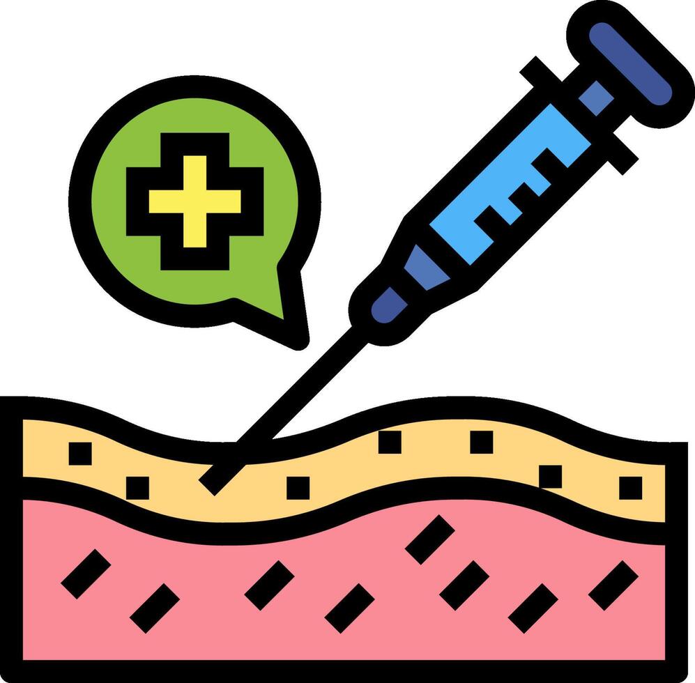 A syringe and a needle are in the middle of a skin vector