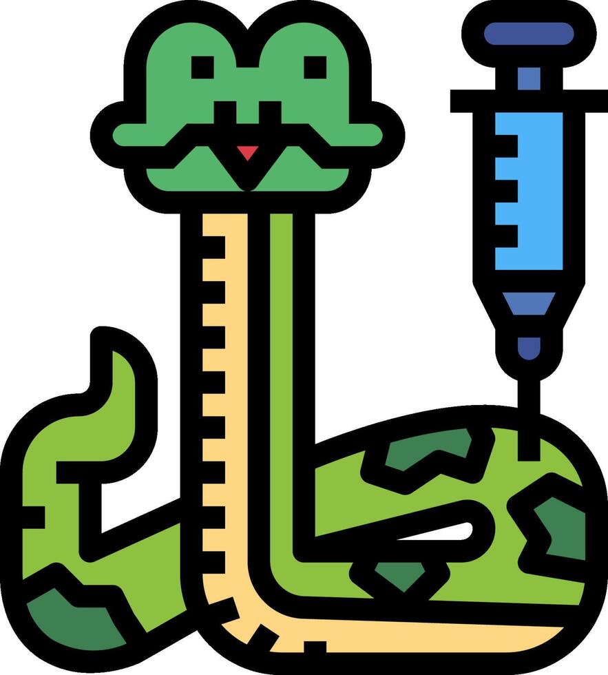 A snake with a syringe and a needle vector