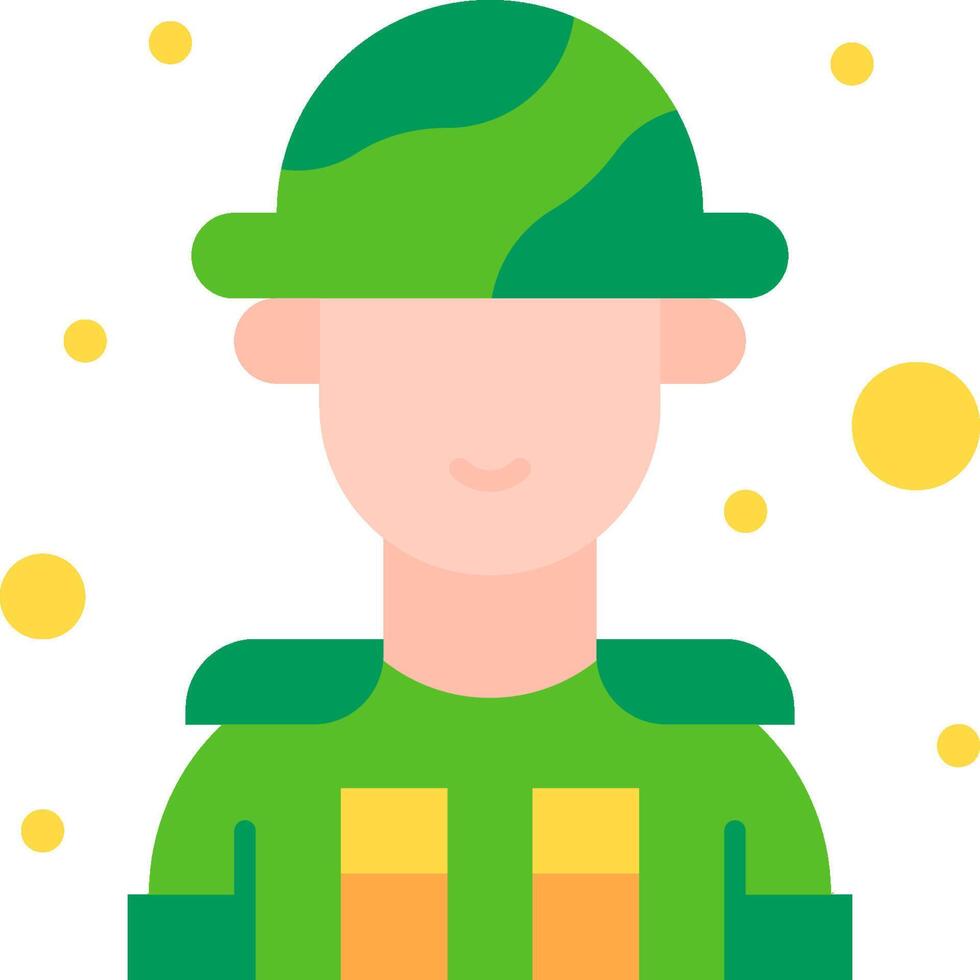 A soldier with a green hat and green uniform vector