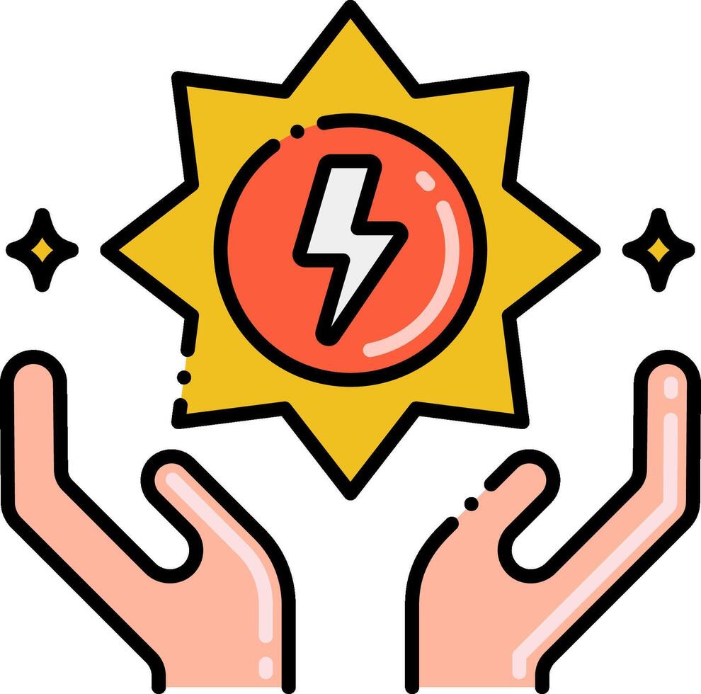 Two hands holding a lightning bolt icon vector
